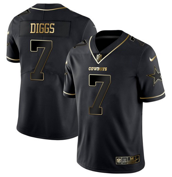 Men's Dallas Cowboys #7 Trevon Diggs Black Golden Edition Limited Stitched Jersey Men's Dallas Cowboys #7 Trevon Diggs Black Golden Edition Limited Stitched Jersey